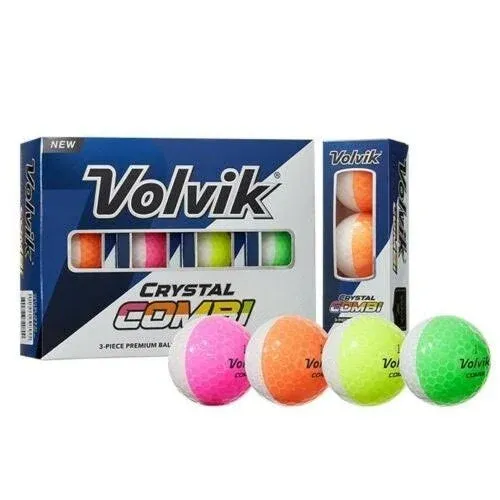 Volvik 2024 Crystal Combi Golf Balls Assorted Colors - 1 Dozen