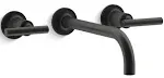 Kohler T14414-3 Purist Widespread Wall-Mount Bathroom Sink Faucet Trim with Cross Handles, 1.2 GPM - Matte Black