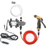 Bang4buck Portable Intelligent Electric Pressure Washer Pump 100W 160 psi 12V Portable Pressure Powerful Washing Kit with 21.3 Feet PVC Hose for