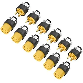 Extension Cord Electrical Wire Repair End 15 Amp, 125 Volt | 6 Sets Male Female 3-Prong Grounding Replacement Connectors Set | Safety-Rated Connection | Triple-Drive Screws for Easy Installation.