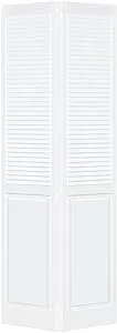 Traditional Louver Panel White Solid Core Wood Bi-Fold Door