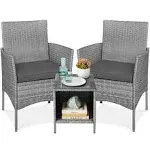 3PCS Patio Furniture Set Wicker Conversation Bistro Set w/Side Table