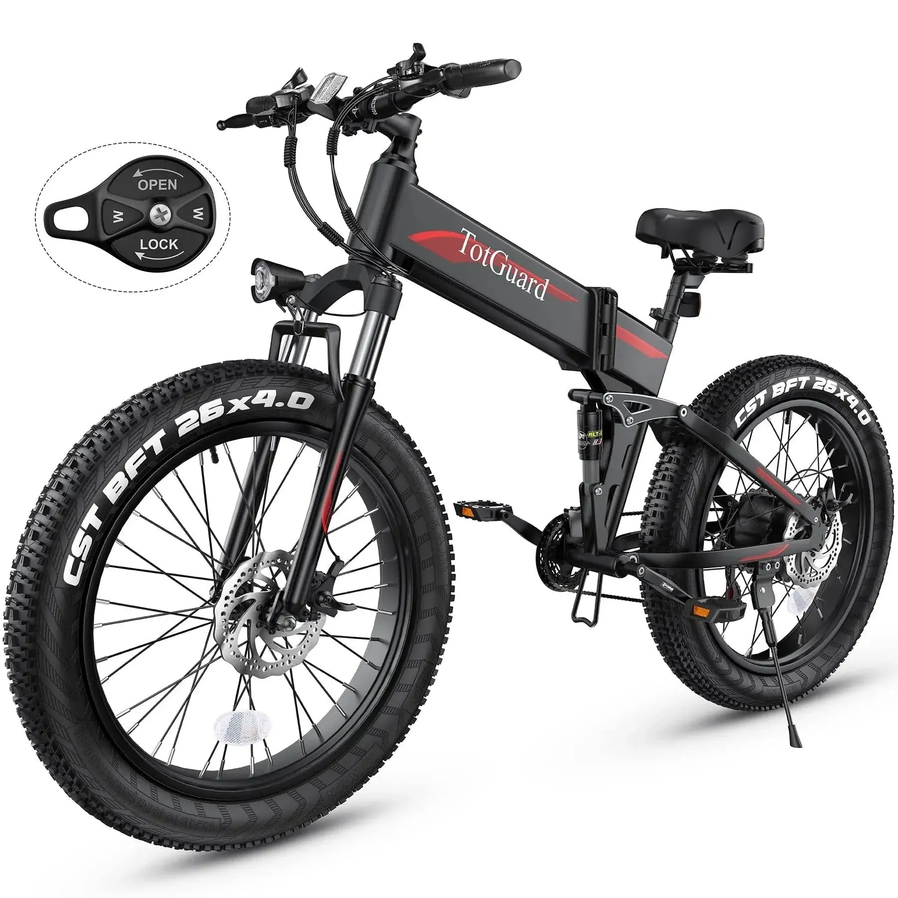 Electric Bike, 26" x 4.0 Fat Tire 500W 21.6MPH Ebike, 48V 10Ah Foldable Electric ...