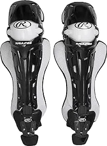 Rawlings | MACH Catcher's Leg Guards | Baseball | Adult | Black/White