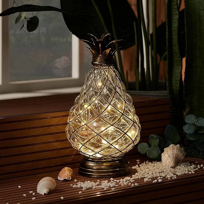 Extra Large Glass Pineapple Light,13 in Lantern Decorative,IP4<wbr/>4 Waterproof,6 ...