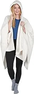 Catalonia Women's Poncho Cape, Sherpa Cloak Coat, Snuggly Hooded Wearable Blanket, Gift Idea for Mom and Teen Girls