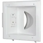 Datacomm Recessed Low-Voltage Media Plate with Duplex Receptacle (45-0031-WH)