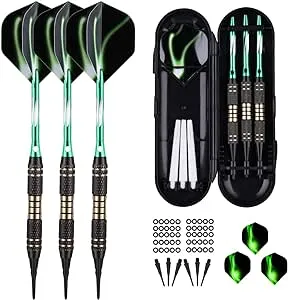 Soft Tip Darts Set 18 Gram - Professional Darts Plastic Tip with Brass Barrel + ...