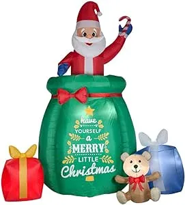 Gemmy Animated Airblown Inflatable Santa in a Gift Sack 10ft Tall