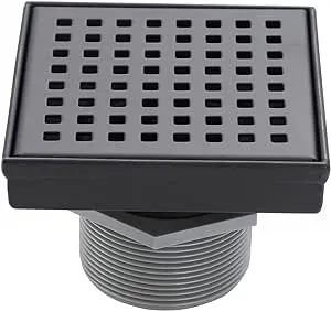 Contemporary Square Shower Drain in Matte Black, 4-Inch