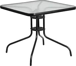 Flash Furniture Barker 31.5'' Square Tempered Glass Metal Table