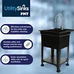 UTILITYSINKS Plastic 24" Freestanding Compact Workshop Utility Tub Sink, Black