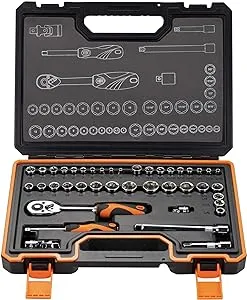 42-Pieces 3/8’’ &amp; 1/4” Dr. Ratchet Socket Wrench Set For Mechanics Professional