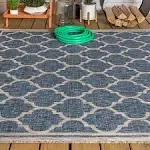 JONATHAN Y SMB109D-9 Trebol Moroccan Trellis Textured Weave Indoor Outdoor Area Rug Bohemian Modern Easy Cleaning Bedroom Kitchen Backyard Patio Non Shedding, 9 X 12, Navy/Gray (JSMB109-D9)