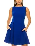 B.Darlin Juniors Womens Party Mini Fit & Flare Dress, Electric Blue