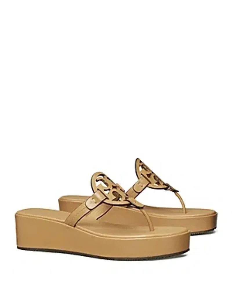 Tory Burch Womens Miller Wedge Sandals 25mm Ginger Shortbread - 8