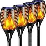 TomCare Solar Lights Outdoor 99 LED Higher & Larger Flickering Flame Solar Torch Lights 43" Waterproof Outdoor Lighting Solar Powered Pathway Lights Christmas Decorations for Garden Patio Yard, 4Pack