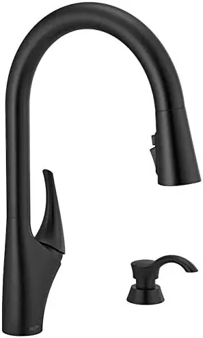 Delta Anderson Matte Black 1-Handle Deck-Mount Pull-Down Handle Kitchen Faucet (Deck Plate Included)