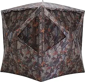 Barronett Blinds Prowler 350, Portable Hunting Blind, Pop-Up Hub Blind, Huge Interior, Lightweight, 3-Person, Bloodtrail Woodland, 80” x 90” x 90”, PR350BT