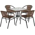 28SQ Brown Table Set w/Rattan TLH-073SQ-037BN4-GG