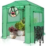 EAGLE PEAK 8x6 Portable, Heavy-Duty, Walk-in Pop-up Greenhouse, Indoor Outdoor Gardening Green House, Heavy-Duty Translucent Woven PE Canopy, Roll-Up Zipper Doors and Side Windows, WhiteEAGLE PEAK 8x6 Portable, Heavy-Duty, Walk-in Pop-up Greenhouse, Indo