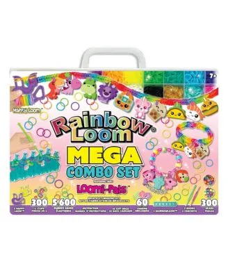 Rainbow Loom® Loomi-Pals™ MEGA Set, Features 60 Cute Assorted LP Charms, The New RL2.0, Happy Looms, Hooks, Alpha & Pony Beads, 5600 Colorful Bands All in a Carrying Case for Boys and Girls 7+