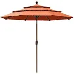 EliteShade USA Sunumbrella 9ft 3 Tiers Market Umbrella Patio Umbrella Outdoor Table Umbrella with Ventilation and 5 Years Non-Fa