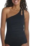 La Blanca Island Goddess One Shoulder Keyhole Tankini Top - Black 4