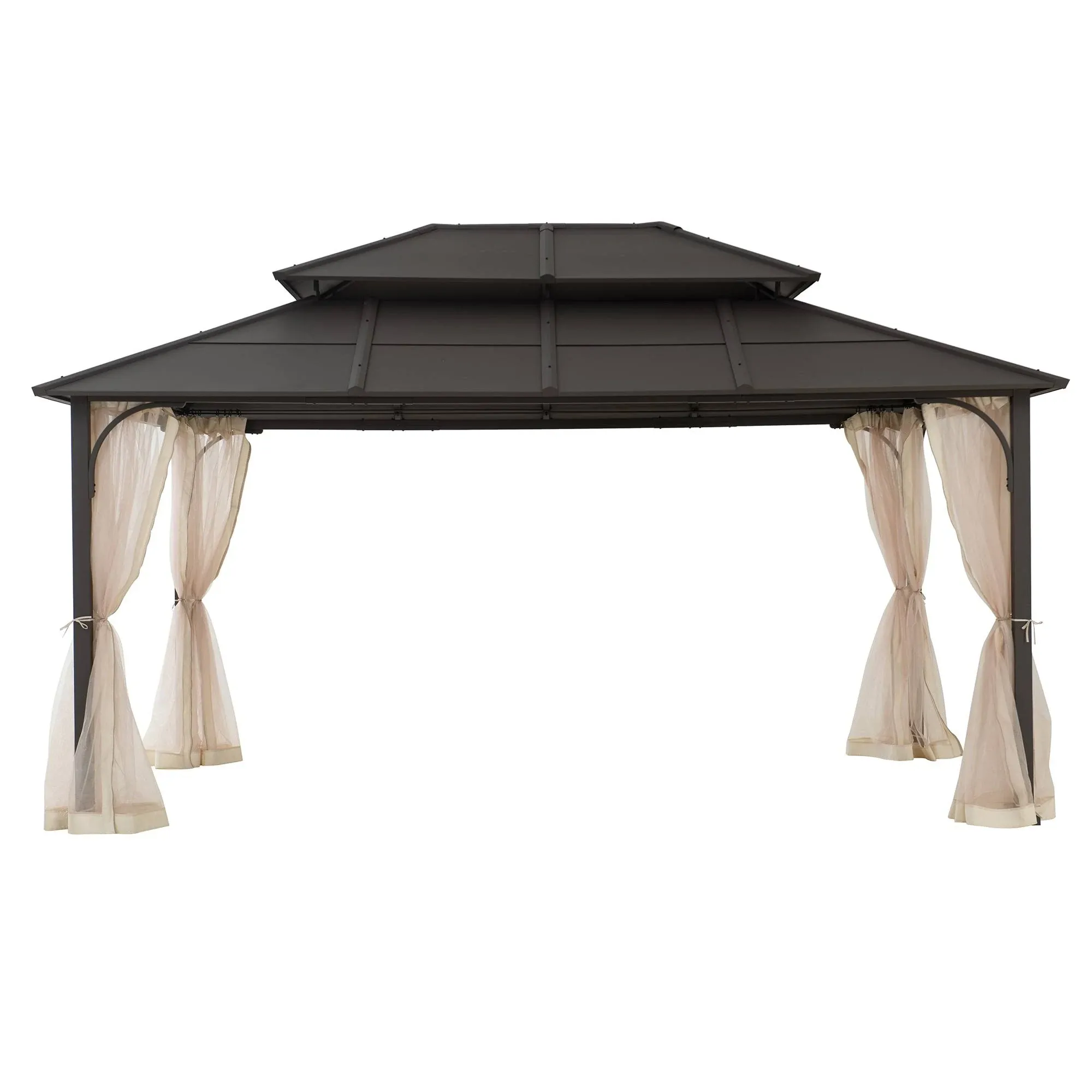 Sunjoy 12 ft. x 16 ft. Black and Grey Steel Gazebo