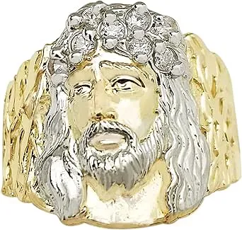 Men's Jesus Face Ring 10K Yellow Gold Jesus Head Ring 4.0 g