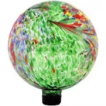 Sunnydaze 10-Inch Glass Reflective Gazing Globe - Outdoor Gazing Ball Yard Ornament for Patio, Lawn or Garden - Green Artistic