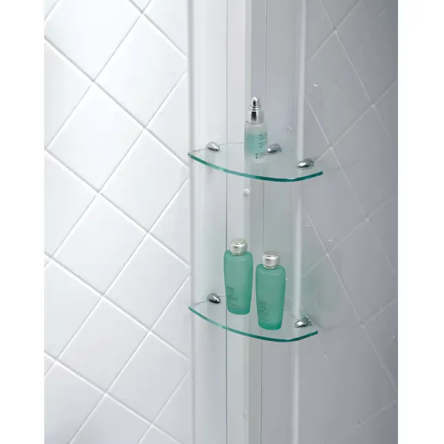 DreamLine DL-6295C-01 32" D x 32" W x 76 3/4" H Slimline Double Threshold Corner Drain Base and Acrylic Backwall Kit in White