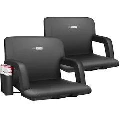 VIVOHOME Portable Reclining Stadium Seat Chairs for Bleachers with Padded Backrest and Adjustable Armrests, Set of 2