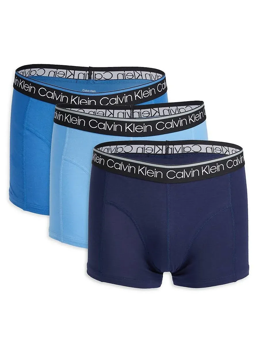 Calvin Klein 3-Pack Stretch Trunks in Blue at Nordstrom Rack, Size Small