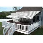 ALEKO Retractable Patio Awning 10&#039;X8&#039; Deck Sunshade Grey/White Stripe Color