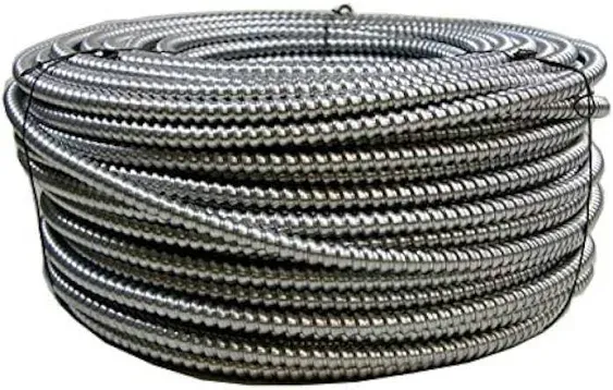 25ft Cut 63 Metal Clad MC Cable with Ground, Aluminum Armored 18671