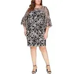 Alex Evenings Plus Size Sequin Lace Illusion Sheath Dress