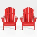 WestinTrends Outdoor Folding Poly Adirondack Chair (Set of 2), Red