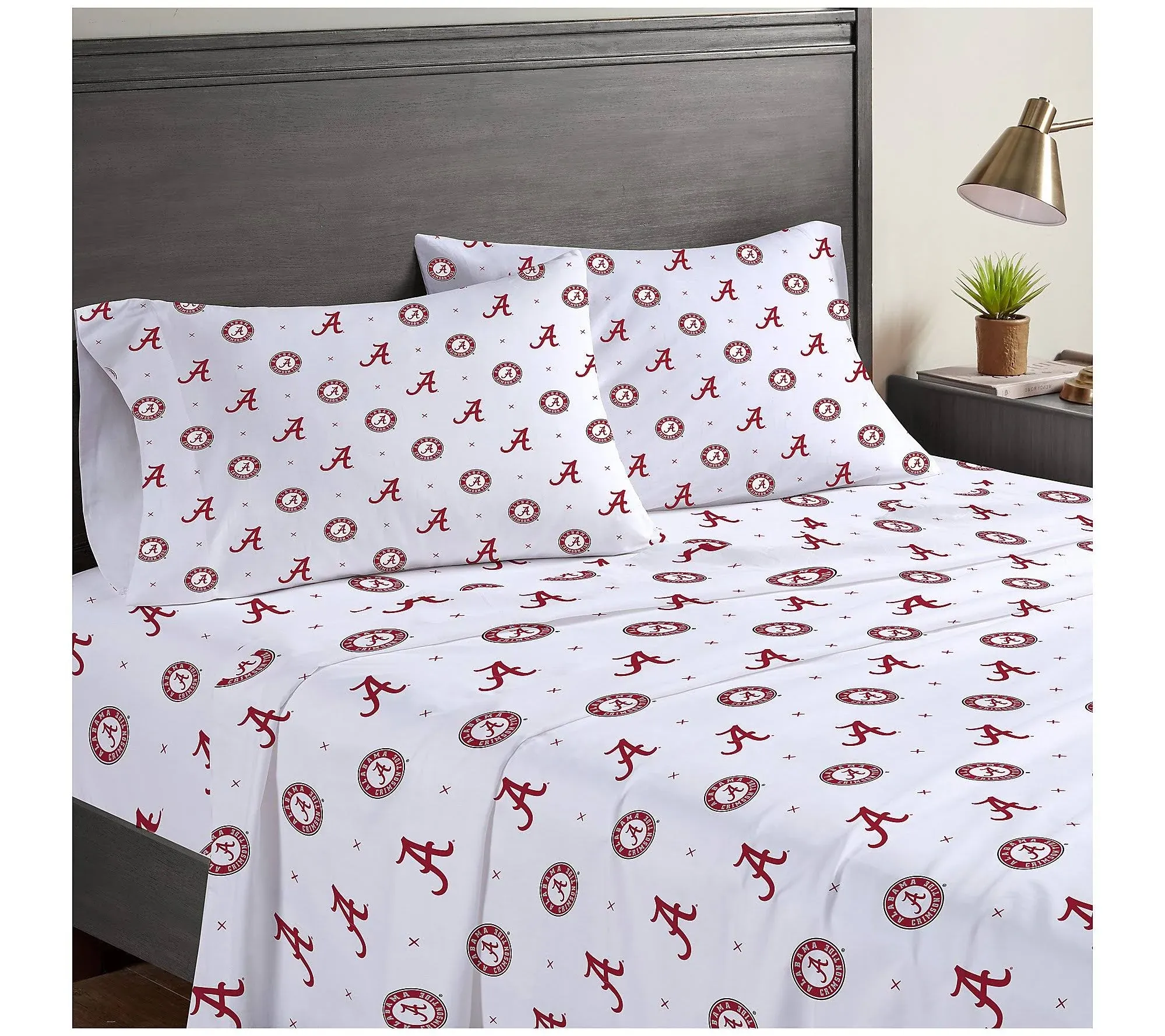 Pegasus Sports NCAA Alabama Crimson Tide Small X Queen Sheet Set