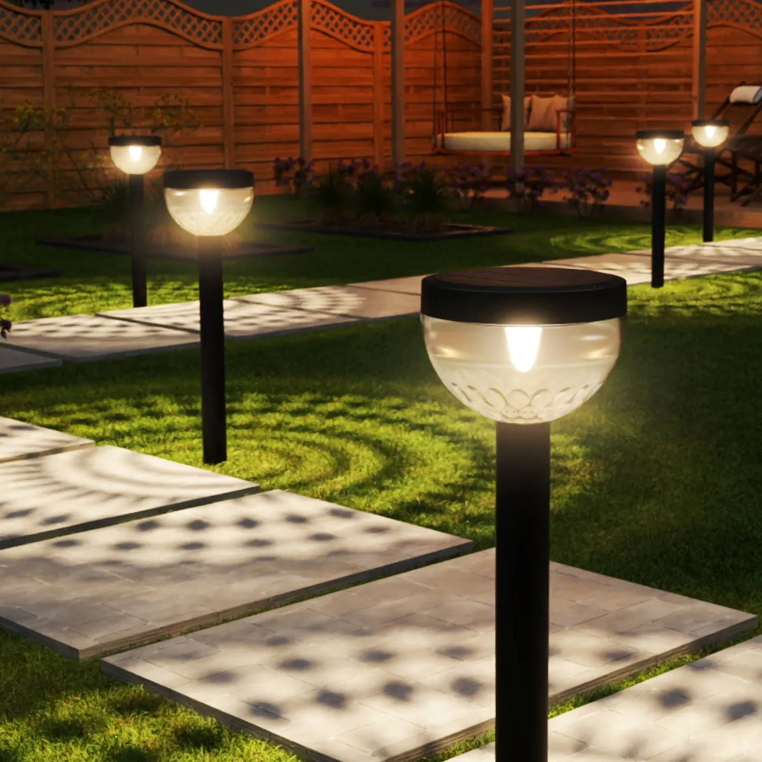 Sunco Lighting 6 Pack Round Solar Pathway Lights Outdoor, Super Bright 120 LM, 