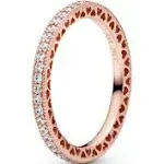 Pandora Sparkle & Hearts Ring - 14k Rose Gold-plated Unique Metal Blend / Clear - Sz. 50