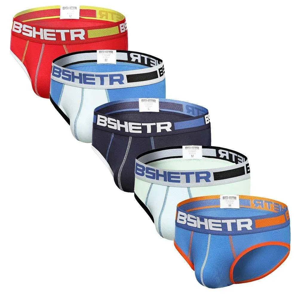 BSHETR Men's Underwear Briefs 5-Pack Cotton Low Rise Multi Color Soft Underpant