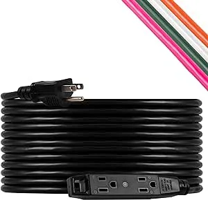 UltraPro 50 Ft Outdoor Extension Cord with Multiple Outlets, 3 Outlet Extension Cord, Outdoor Extension Cord, Grounded Heavy Duty Extension Cord, Long Extension Cord, 16 Gauge ETL Listed Black 50813