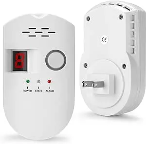 Natural Gas Leak Detector, Plug-in Propane Natural Gas Detector for Home Kitchen RV, Combustible & Explosive Gas Alarm for LPG, LNG, Methane