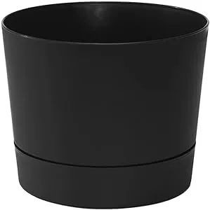 Root & Vessel Majestic Mid-Century Modern Low Profile Cylinder Pot, Matte Black, 8.5"