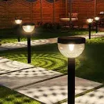 Sunco 6-Pack Solar Garden LED Path Lights, Round, Bloom