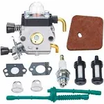 FS55 Carburetor, Easy-start FS 55 Carb with Rebuild Kit, Premium FS55R FS45 FS38 HL45 Carburetor for ZAMA STIHL String Hedge Trimmer Weed Eater Parts with Fuel Line Kit