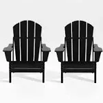 WestinTrends 2 Pcs Outdoor Folding HDPE Adirondack Patio Chairs, Weather Resistant, Black