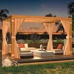 Erommy Outdoor Louvered Pergola Gazebo with Adjustable Aluminum Rainproof Roof