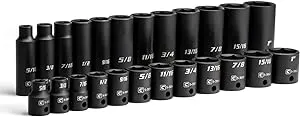 Capri Tools 3/8 in. Drive SAE Shallow and Deep Impact Socket Set (24-Piece)